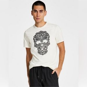I.N.C International Concepts Antique White Skull Short Sleeve Tee - Medium NWT
